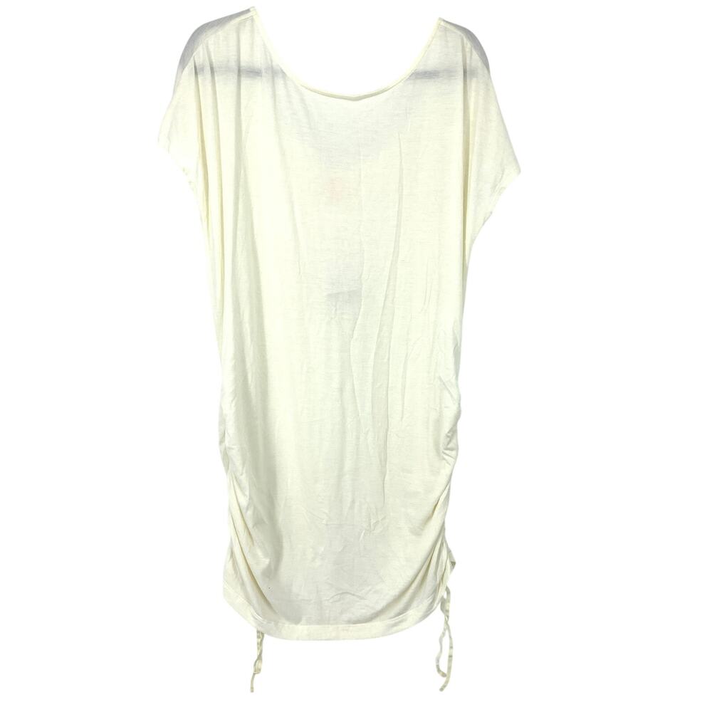 Lucy Tranquility Short Sleeve Tunic Top Womens Size XL Cream Ruched Sides NEW